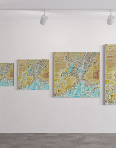 New York Harbor Nautical Chart | Framed Giclee Print on Canvas